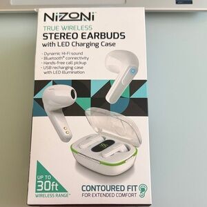 White True Wireless Stereo Earbuds with LED Charging Case